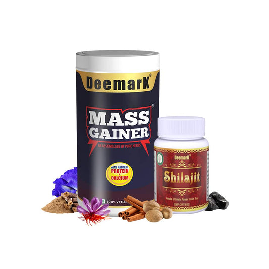 Mass Gainer Protein Powder and Shilajit Gold Capsules for Stamina & Power