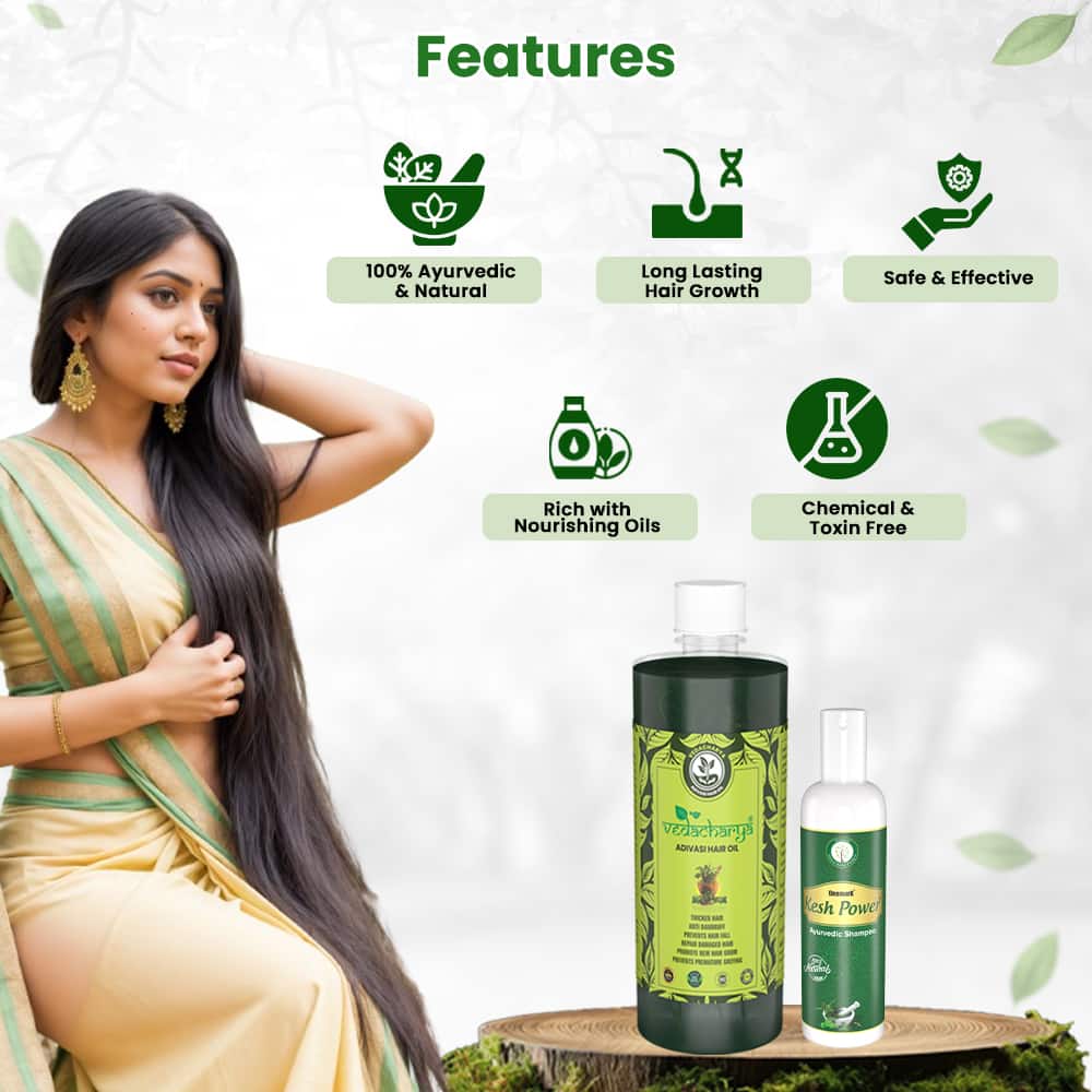 Vedacharya Adivasi Hair Oil and Kesh Power Ayurvedic Shampoo