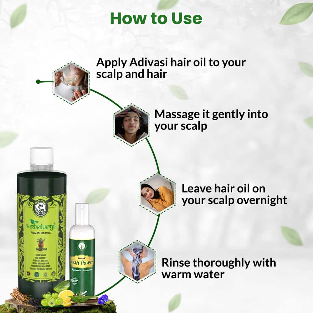 Vedacharya Adivasi Hair Oil and Kesh Power Ayurvedic Shampoo