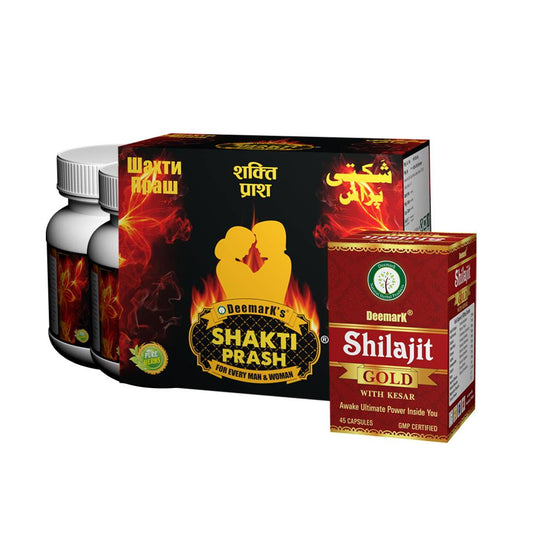 Shakti Prash and Shilajit Gold - Ayurvedic Combo to Improve Well being and Strength