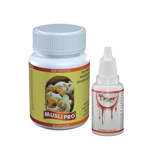 Musli Pro and Tiger Tilla - Ayurvedic Capsules & Oil to Improve Stamina and Power